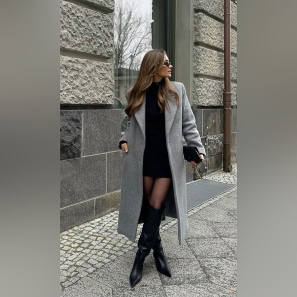 NEW WITH TAGS ZARA LONG LINE BELTED WOOL BLEND COAT - Picture 3 of 13